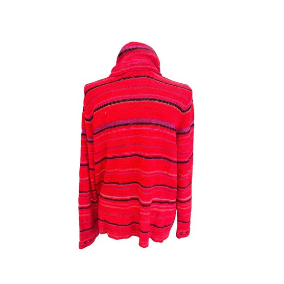 Sigrid Olsen Embellished Striped Turtleneck Sweater Red Button Detail Casual L - Picture 3 of 8